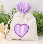 Woreczek jutowy z sercem fioletowy 1szt.