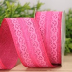 Wstążka jutowa z koronką fuksja 4cm 4,5m  