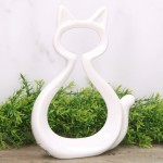 Figurka ceramiczna kot ażur biel 16x24cm