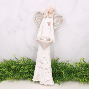 Anioł gipsowy płaski tealight " Mój Anioł domowy" 38cm