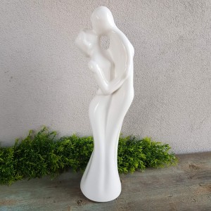 Akt "Para wysoka" ceramiczny biały szkliwiony 47cm