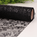 Materiał organza bieżnik czarny wzorek 36cm