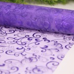 Materiał organza bieżnik fioletowy wzorek 36cm 
