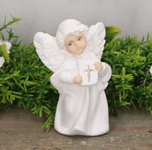 Aniołek "Serafin" komunijny z biblią biel 13cm