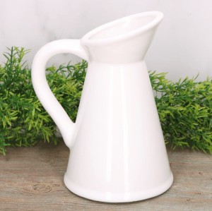 Wazon ceramiczny "Konewka" szkliwo białe 19cm 