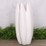 Wazon ceramiczny "Korona" szkliwo białe 30cm 