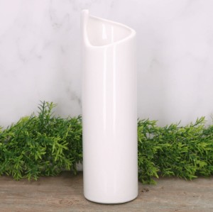 Wazon ceramiczny "Tuba mini" szkliwo białe 28cm 