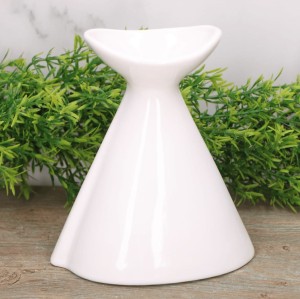 Wazon ceramiczny "szeroki z kołnierzem" szkliwo białe 14cm