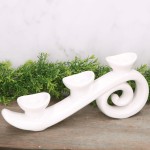 Świecznik "Zjeżdżalnia" ceramiczny szkliwiony biały 33cm 