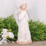 Anioł aniołek gipsowy złożone ręce krem+łosoś 17cm