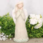 Anioł aniołek gipsowy złożone ręce mięta 17cm  