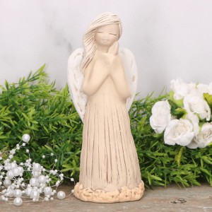 Anioł aniołek gipsowy złożone ręce brzoskwiniowy 17cm  