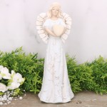 Anioł aniołek gipsowy z sercem błękitny 22cm  