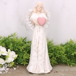 Anioł aniołek gipsowy z sercem biały 22cm  