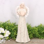 Anioł aniołek gipsowy z sercem zielony 22cm  