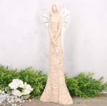 Anioł aniołek gipsowy kwiecista sukienka brzoskwiniowy 34cm