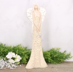 Anioł aniołek gipsowy kwiecista sukienka krem 34cm  