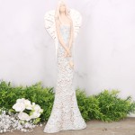 Anioł aniołek gipsowy kwiecista sukienka błękitny 34cm  