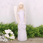 Anioł aniołek gipsowy z kieszeniami fiolet 25cm 