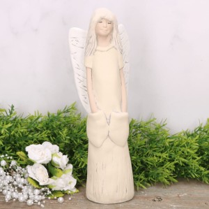 Anioł aniołek gipsowy z kieszeniami krem 25cm