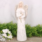 Anioł aniołek gipsowy z kieszeniami i różą biel 25cm 