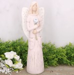 Anioł aniołek gipsowy z kieszeniami i różą różowy 25cm  
