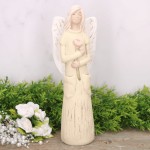 Anioł aniołek gipsowy z kieszeniami i różą krem 25cm  