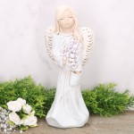 Anioł aniołek gipsowy z kwiatami błękit 30cm