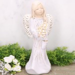 Anioł aniołek gipsowy z kwiatami fiolet 30cm 