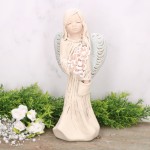 Anioł aniołek gipsowy z kwiatami krem 30cm 