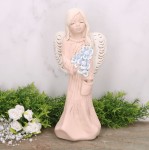 Anioł aniołek gipsowy z kwiatami łosoś 30cm 
