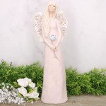 Anioł aniołek gipsowy z różą różowy 31cm 
