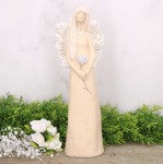 Anioł aniołek gipsowy z różą brzoskwiniowy 31cm  