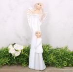 Figurka anioł stróż z chłopcem błękitna sukienka 31cm  