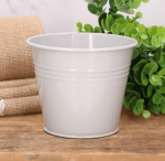 Osłonka metalowa wiaderko pastelowe jasny beż błysk 10cm 