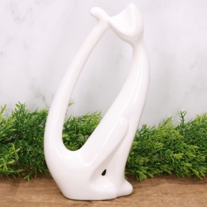 Kot "Modern" duży figurka szkliwiona biel 30cm