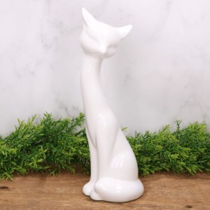 Kot "lisek mały" figurka szkliwiona biel 27cm  