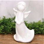 Anioł szkliwiony "Cypisek" biel 24cm 