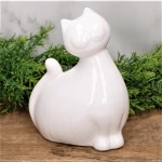 Ceramiczny Kot Filemon gruby mały biel 15x11cm   