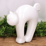 Figurka szkliwiona "Kot Klakier wysoki"  biel 19x18cm 