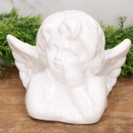 Anioł ceramiczny biały szkliwiony 16cm