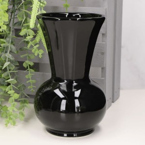 Wazon ceramiczny czarny szkliwiony 19cm  "12-kątny"