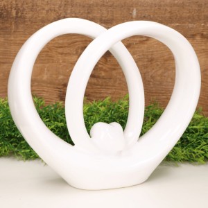 Stroik "Obrączki z sercem" biały 24 cm 