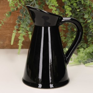 Wazon ceramiczny "Konewka" szkliwo czarny 20cm  