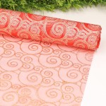 Organza świąteczna złoty wzór czerwień 36cm 