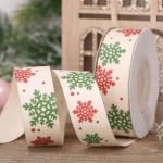 Tasiemka Wstążka świąteczna śnieżynki 2cmx10Y