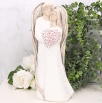 Para biała Anioły z bukietem różowym  40cm  