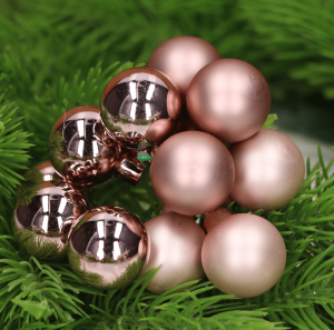 Bombki na druciku rose gold mat+błysk 25mm 12szt.