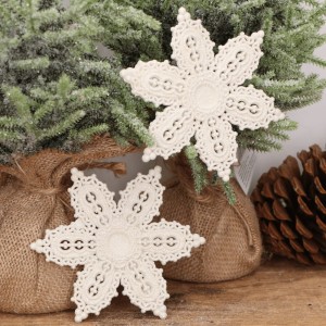 Zawieszki brokatowe śnieżynki białe 8cm 2szt.