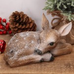 Sarenka brązowa leżąca figurka ośnieżona  22cm
